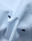 Aero Blue And White Stripe With Navy Dog Printed Premium Cotton Shirt