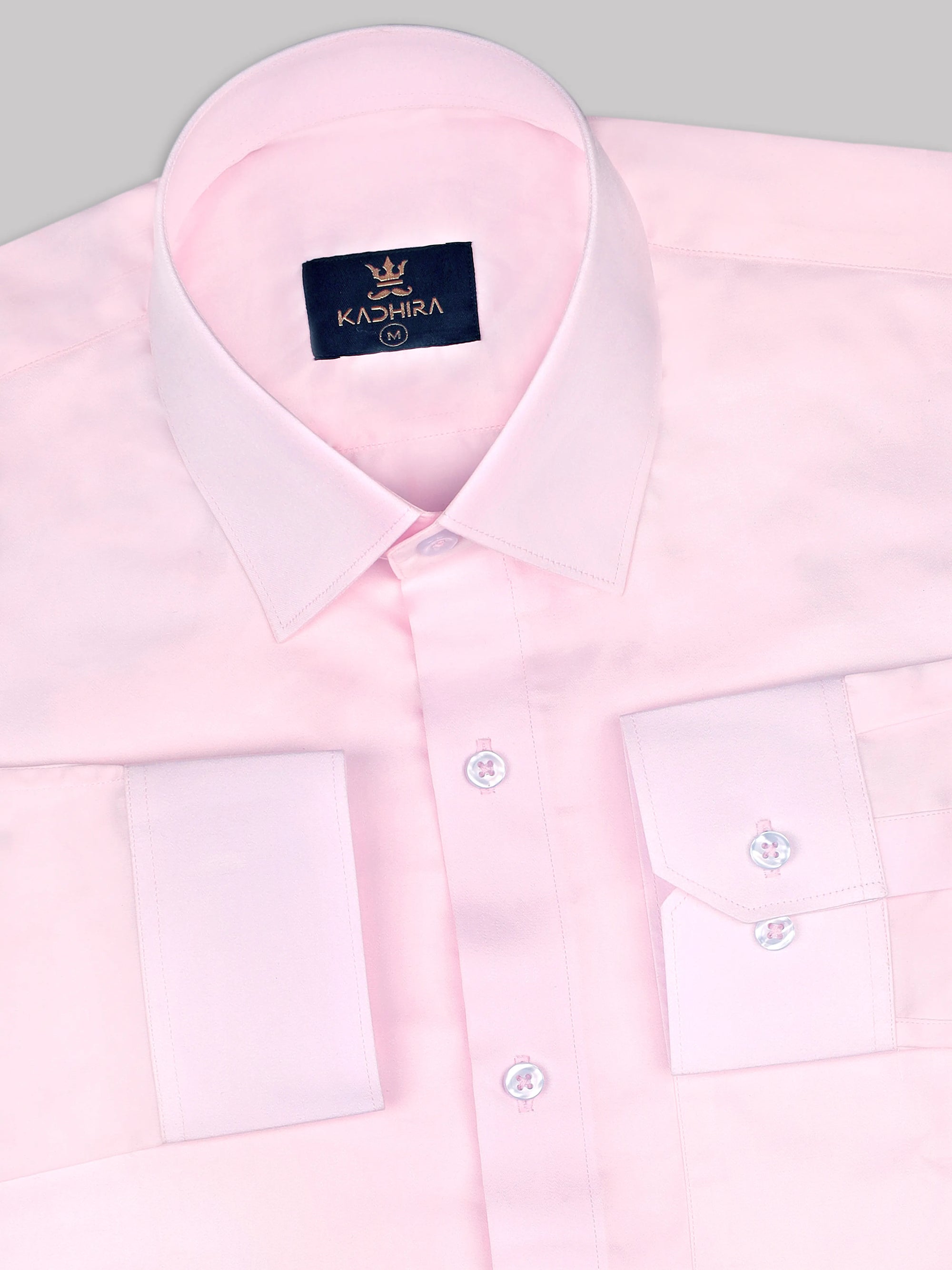 Pastel Pink Subtle Sheen Super Premium Satin Cotton Shirt