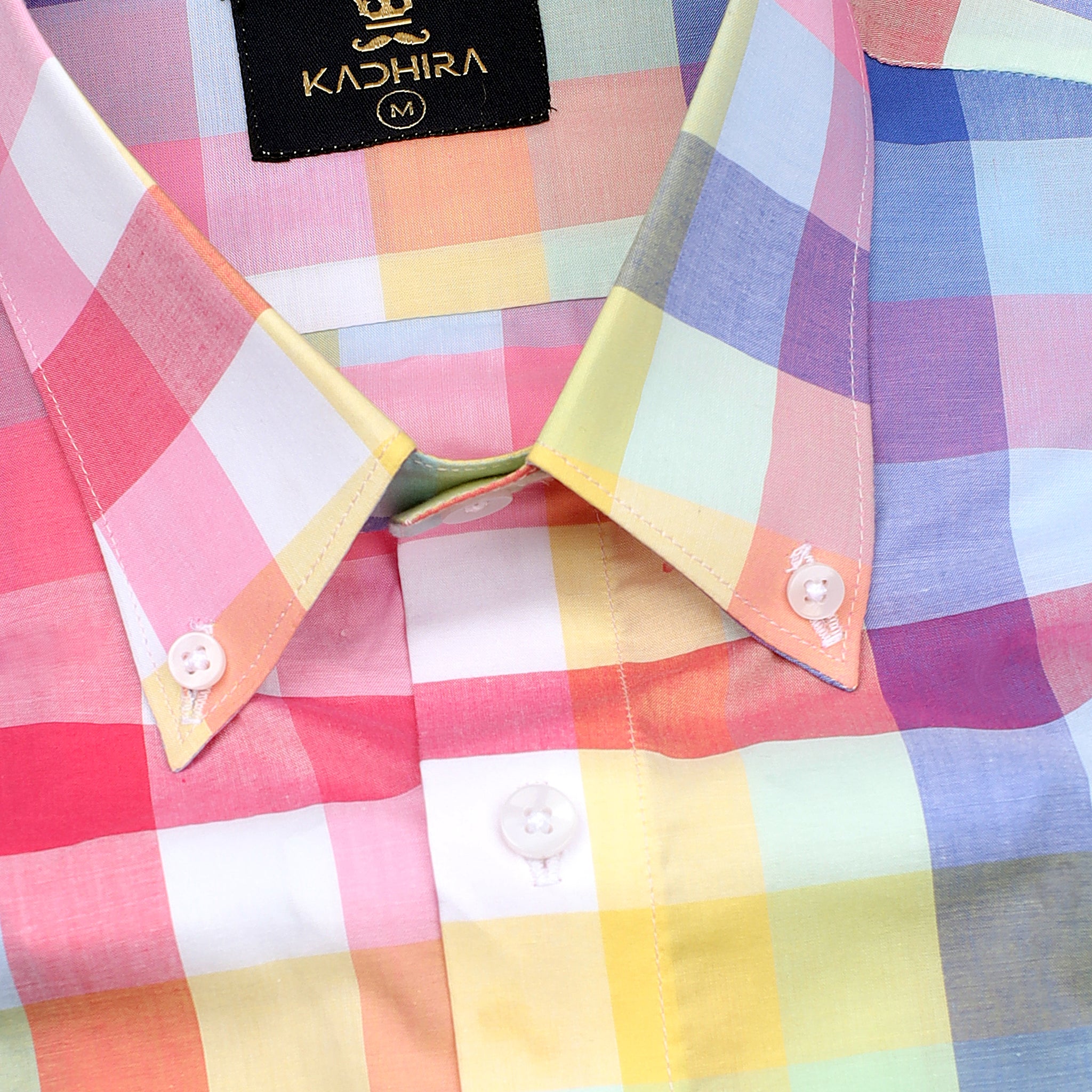 Pink With Multi Colored Tile Like Checkered Pattern Premium Cotton Shirt
