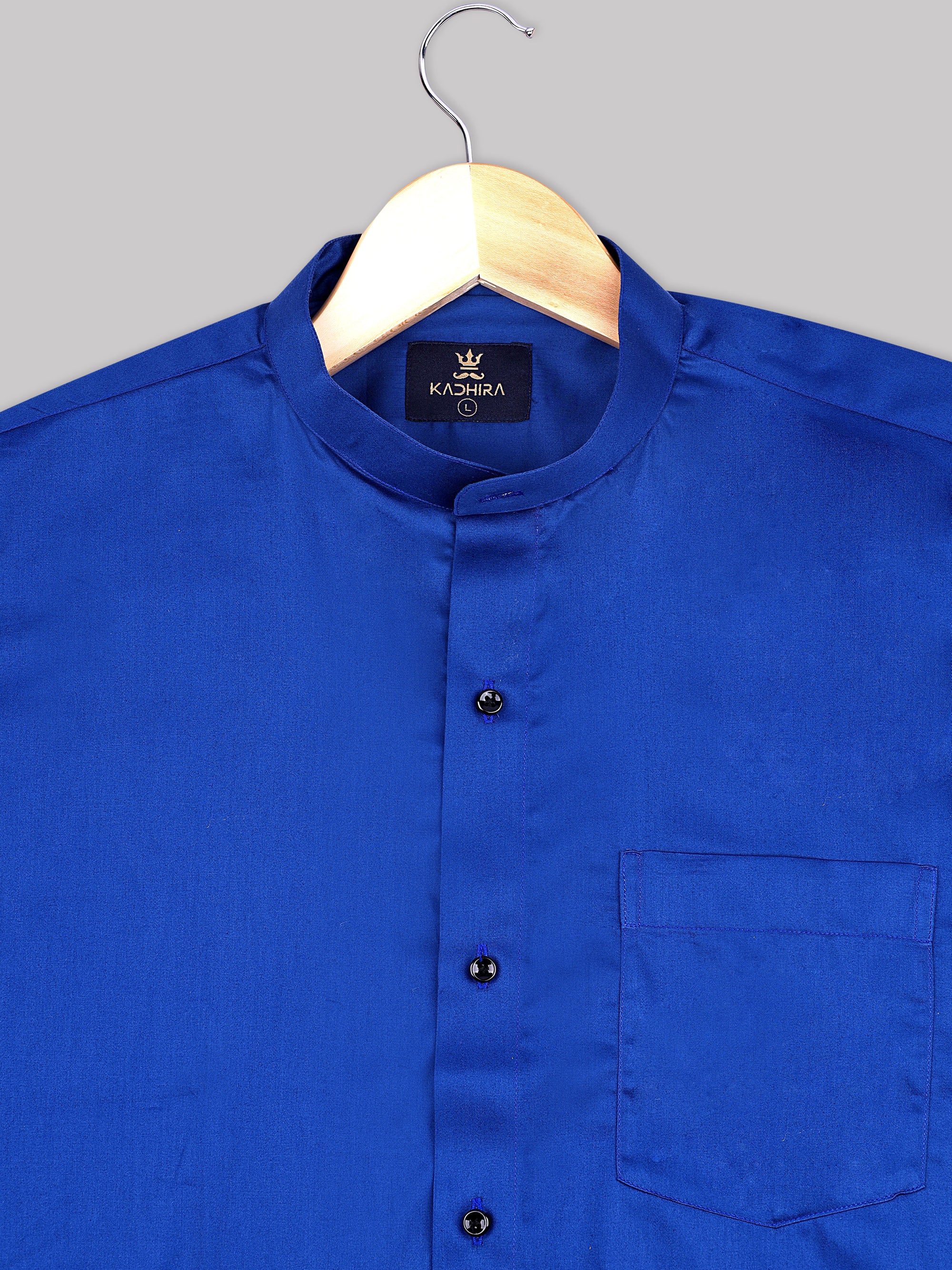 Indigo Blue Subtle Sheen Super Soft Premium Cotton Shirt