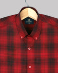 Imperial Red With Black Checkered Oxford Cotton Shirt-[ON SALE]