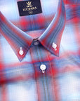 True Red With Blue Shades Plaid Checkered Oxford Cotton Shirt-[ON SALE]