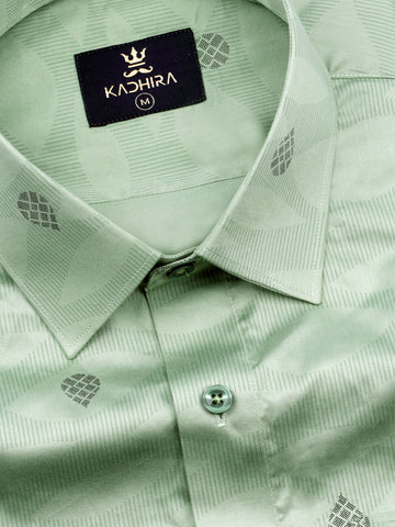 Tea Green Wavy Drops Printed Super Premium Cotton Shirt