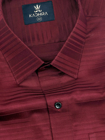 Carmine Red Subtle Sheen Super Premium Cotton Shirt