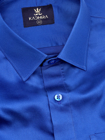 Indigo Blue Super Soft Premium Satin Cotton Shirt