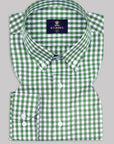 Fern Green With White Gingham check Premium Cotton Shirt