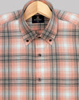 Light Orange With Brown Plaid Checks Premium Cotton Shirt
