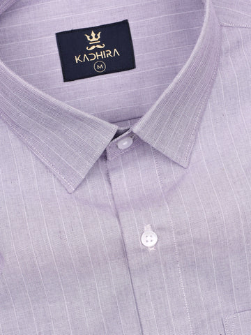Languid lavender With White Stripe  Premium Cotton Shirt