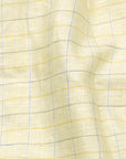 Pastel Cream With Blue-Yellow Checkered Pure Linen Shirt-[ON SALE]
