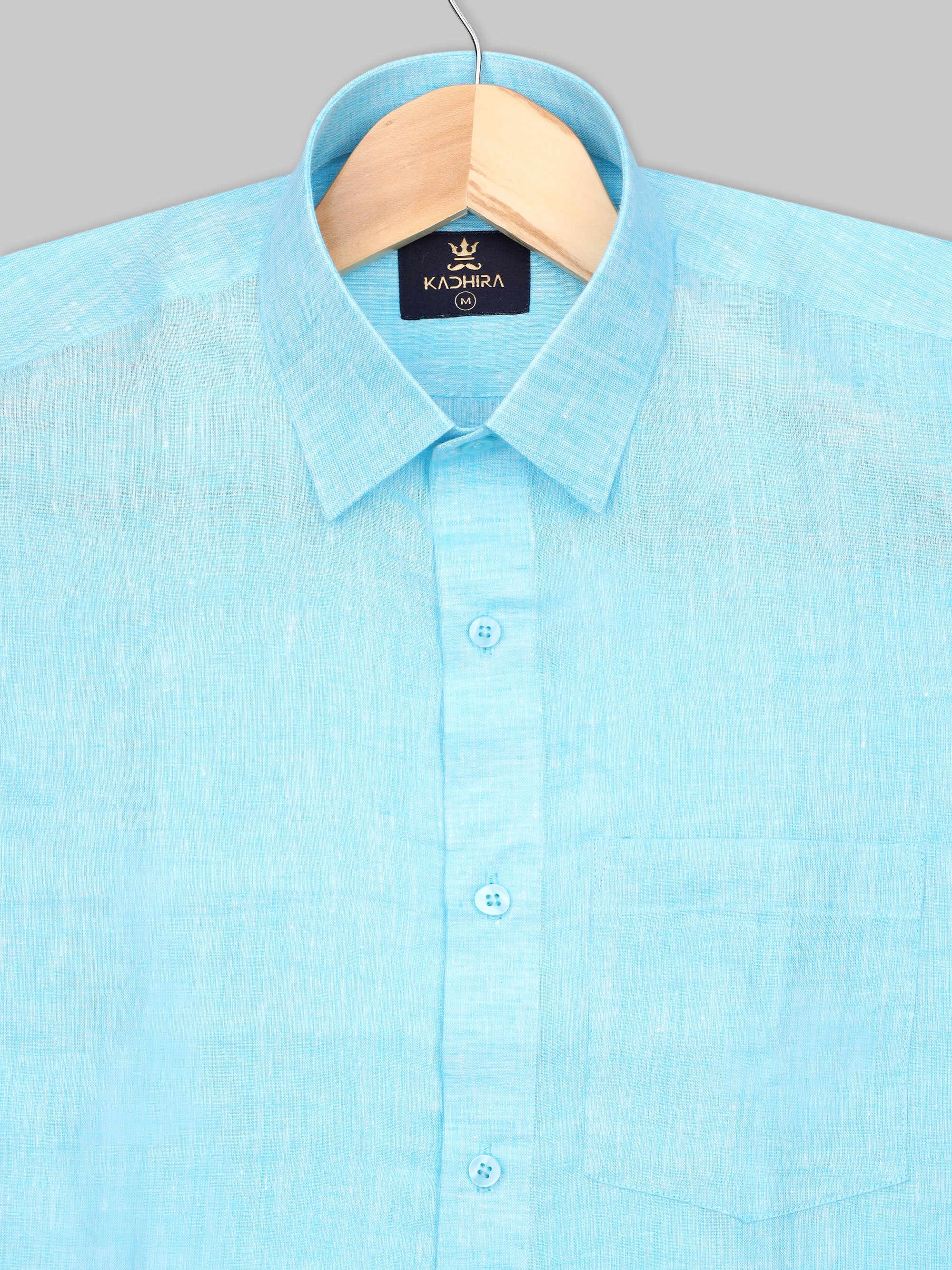 Baby Blue Pure Linen Shirt