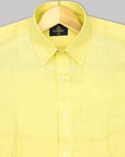 Canary Yellow Checkered Pure Linen Shirt