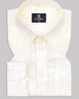 White Cream  Checkered Pure Linen Shirt