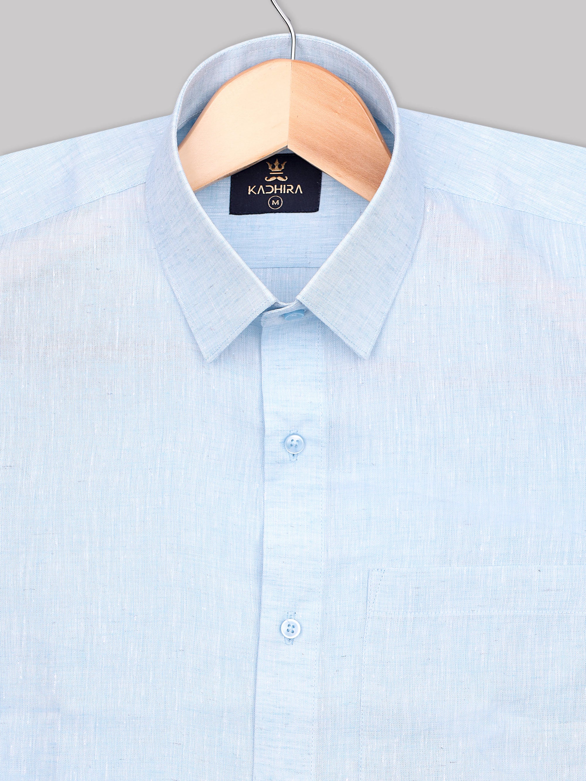 Sky Blue Pure Linen  Shirt