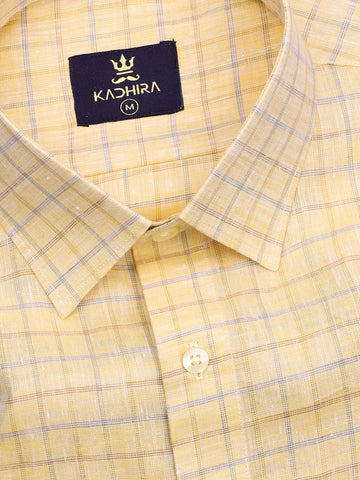 Mellow Yellow Checkered Pure Linen Shirt
