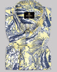Daisy Yellow Floral Pattern Printed Linen Shirt