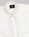 Creamy White With Black Stripe Linen Blend Shirt