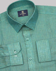 Dull Teal With Red Striped Luxurious Linen Shirt