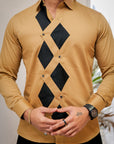 Earth Yellow With Black Premium Designer Shirt