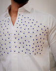 Milk White Geometric Abstract Embroidered Textured Designer Shirt