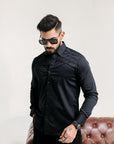 Smoky Black Pleated Abstract Premium Designer Shirt