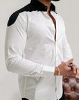 Rose White With Black Egyptian Designer Shirt