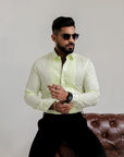 Nyanza Green Subtle Sheen Snake Pleated Premium Designer Shirt