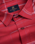 Amaranth Red Twill Checkered  Premium Cotton Shirt