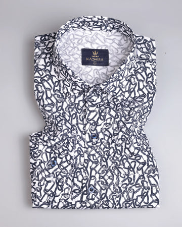 White And Black Bracelet Pattern Printed Super Premium Cotton Shirt