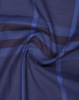 French Navy Blue Dobby Windowpane Checks Premium Giza Cotton Shirt