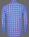 Hibiscus Pink with Blue Checkered Premium Giza Cotton Shirt-[ON SALE]