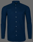Solid Navy Blue Dobby Premium Cotton Shirt-[ON SALE]