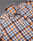 Orange And Denim Blue Plaid Checkered  Premium Giza Cotton Shirt-[ON SALE]